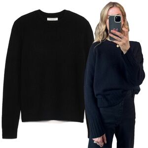 Banana Republic 100% Cashmere Classic Fit Black Crewneck Oversized Sweater
